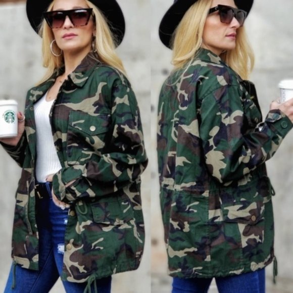 JANE Army Print Green Womens Jacket - Picture 3 of 6